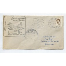 ARGENTINA 1972 SOBRE VUELO ESPECIAL LADE, CIRCULADO A MALVINAS CON MATASELLO DECLARACION CONJUNTA