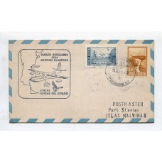ARGENTINA 1972 SOBRE 23º VUELO ESPECIAL LADE, CIRCULADO A MALVINAS CON MATASELLO DECLARACION CONJUNTA