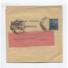 ARGENTINA 1916 ENTERO FAJA POSTAL DE LABRADOR CON FRANQUEO ADICIONAL CIRCULADO A ITALIA CON CENSURA