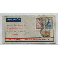 ARGENTINA 1932 SOBRE VIA AEREA CIRCULADO A FRANCIA CON FRANQUEO DE $ 4,51 QUE INCLUYE EL VALOR MAS ALTO DE LA PRIMER SERIE AEREA