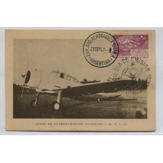 ARGENTINA 1947 TARJETA AVION DE ENTRENAMIENTO AVANZADO, RARA