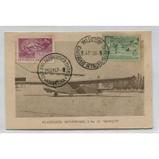 ARGENTINA 1947 TARJETA AVION PLANEADOR, RARA