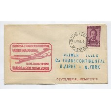 ARGENTINA 1958 PRIMER VUELO BUENOS AIRES - NUEVA YORK