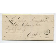 ARGENTINA 1877 GJ RIO 7 CARTA COMPLETA PRECURSORA CON MARCA NEGRA DE RIO CUARTO CON CRUZ DE MALTA CIRCULADA A CORDOBA CON MARCA "SIN CARGO" U$ 200