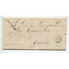 ARGENTINA 1877 GJ RIO 7 CARTA COMPLETA PRECURSORA CON MARCA NEGRA DE RIO CUARTO CON CRUZ DE MALTA CIRCULADA A CORDOBA CON MARCA "SIN CARGO" U$ 200