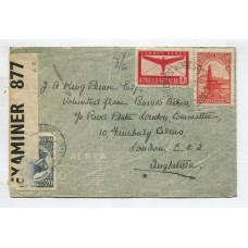 ARGENTINA 1943 SOBRE CORREO AEREO CENSURADO DIRIGIDO A COMBATIENTE VOLUNTARIO ARGENTINO NORMALMENTE HIJO DE FAMILIA INGLESA MUCHOS DE ELLOS PELEARON COMO PILOTOS DE LA RAF