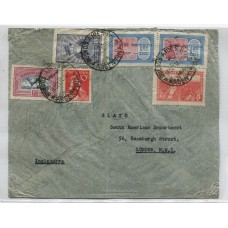 ARGENTINA 1932 SOBRE CORREO AEREO CIRCULADO A INGLATERRA CON BONITO FRANQUEO DE $ 9,72