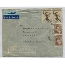 ARGENTINA 1948 SOBRE CORREO AEREO CIRCULADO A AUSTRIA CON ETIQUETA DE BSAA