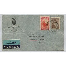 ARGENTINA 1947 SOBRE CORREO AEREO CIRCULADO A FRANCIA CON ETIQUETA DE BSAA