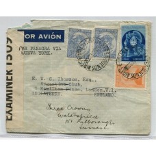 ARGENTINA 1940 SOBRE CORREO AEREO CIRCULADO A INGLATERRA CON SELLO FONOPOSTAL FUE ENVIADO VIA NUEVA YORK POR PANAGRA DURANTE LA SEGUNDA GUERRA CON FRANQUEO DE $ 1,70