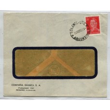 ARGENTINA 1955 SOBRE CIRCULADO CON ESTAMPILLA PERFORADA, PERFORACION DE COMPAÑÍA QUIMICA DE ROSARIO