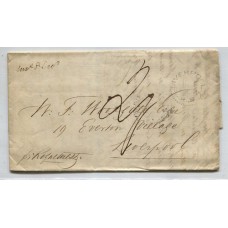 ARGENTINA 1858 PLIEGO COMPLETO CIRCULADO A LIVERPOOL AL DORSO MARCA DE LA AGENCIA POSTAL BRITANICA EN BUENOS AIRES CON MARCA DE TRANSITO EN LODRES Y RECEPCION