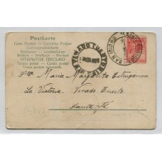 ARGENTINA 1906 TARJETA POSTAL CON MATASELLO SAN ISIDRO CIRCULADO A VENADO TUERTO CON RECEPCION