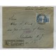 ARGENTINA 1913 SOBRE CIRCULADO A EE.UU. CORREO CERTIFICADO CON MATASELLO CORONEL AGUIRRE SANTA FE, RARO