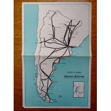ARGENTINA 1950 AEROLINEAS MAPA DE FECHA TENTATIVA CON RUTAS Y DESTINOS, MUY RARO