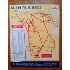 ARGENTINA 1940 PANAGRA MAPA DE FECHA TENTATIVA CON RUTAS, DESTINOS Y TARIFAS, ( CON PEQUEÑA REPARACION ) MUY RARO