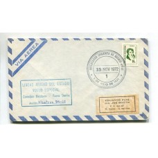 ARGENTINA 1972 SOBRE VUELO ESPECIAL LADE, CIRCULADO A MALVINAS DESDE COMODORO RIVADAVIA CON AVION ALBATROS BS 02