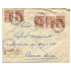 ARGENTINA 1940 ENTERO POSTAL SOBRE CON FRANQUEO ADICIONAL MATASELLO LA CONSULTA MENDOZA