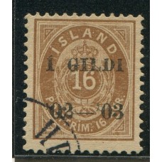 ISLANDIA 1902 Yv. 28A ESTAMPILLA USADA 50 EUROS