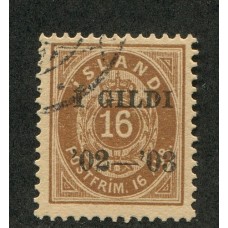 ISLANDIA 1902 Yv. 28A ESTAMPILLA USADA 50 EUROS