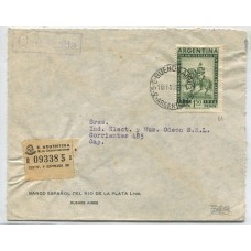 ARGENTINA 1956 PERFORACION COMERCIAL CARTA CON ESTAMPILLA PERFORADA