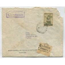 ARGENTINA 1956 PERFORACION COMERCIAL CARTA CON ESTAMPILLA PERFORADA