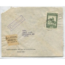 ARGENTINA 1956 PERFORACION COMERCIAL CARTA CON ESTAMPILLA PERFORADA