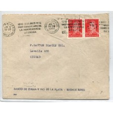 ARGENTINA 1956 PERFORACION COMERCIAL CARTA CON ESTAMPILLAS PERFORADAS