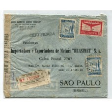 ARGENTINA 1943 CARTA CENSURADA CON FRANQUEO CERTIFICADO