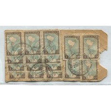 ARGENTINA 1955 TARJETA PARA SACOS DE ENCOMIENDA CON ESTAMPILLAS