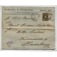 ARGENTINA 1898 CARTA CIRCULADA A ALEMANIA POR VAPOR NORD-AMERICA