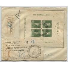 ARGENTINA 1935 CARTA CIRCULADA CON BLOQUE NUMERO 1