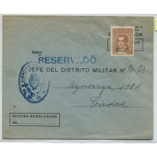 ARGENTINA SERVICIO OFICIAL 1945 CARTA CORREO MILITAR OFICINA ENROLADORA FECHA TENTATIVA