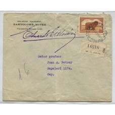 ARGENTINA SERVICIO OFICIAL 1937 CARTA CON ESTAMPILLA M.J.I.