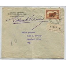 ARGENTINA SERVICIO OFICIAL 1937 CARTA CON ESTAMPILLA M.J.I.