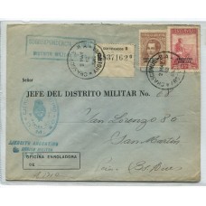 ARGENTINA SERVICIO OFICIAL 1940 CARTA CORREO MILITAR OFICINA ENROLADORA