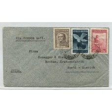 ARGENTINA 1940 CARTA CIRCULADA CON  ESTAMPILLA FONOPOSTAL VIA AEREA LATI