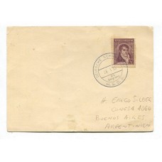 ARGENTINA 1955 TARJETA CIRCULADA CON  MATASELLO BARCO ALEMAN HSDG "BELGRANO"