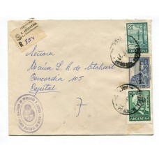 ARGENTINA SERVICIO OFICIAL 1966 CARTA CON ESTAMPILLA DE TRES EMISIONES DIFERENTES, RARA