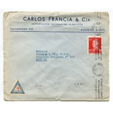 ARGENTINA 1957 SOBRE CIRCULADO CON ESTAMPILLA VIÑETA CONTRA LA TUBERCULOSIS