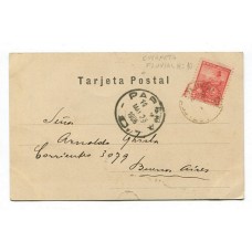 ARGENTINA 1905 TARJETA POSTAL CON MATASELLO ESTAFETA FLUVIAL 10