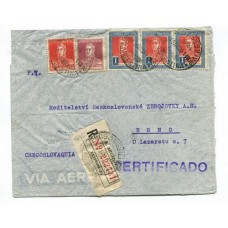 ARGENTINA 1935 CARTA CORREO AEREO CON ALTO FRANQUEO CIRCULADA A CHECOSLOVAQUIA