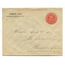 ARGENTINA 1908 ENTERO POSTAL SOBRE CIRCULADO CON IMPRESIÓN PRIVADA