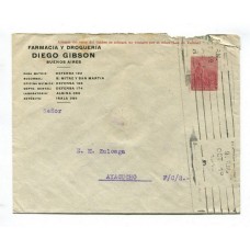 ARGENTINA 1912 ENTERO POSTAL SOBRE CIRCULADO CON IMPRESIÓN PRIVADA