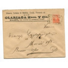 ARGENTINA 1895 ENTERO POSTAL CARTA CON IMPRESIÓN PRIVADA Y MATASELLO FERROCARRIL ESTAFETA AMBULANTE 35