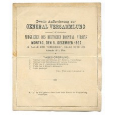 ARGENTINA 1892 ENTERO POSTAL CARTA CON IMPRESIÓN PRIVADA HOSPITAL ALEMAN