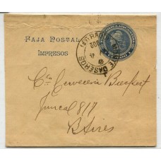 ARGENTINA 1902 ENTERO POSTAL FAJA CON MATASELLO MONTE CASEROS CORRIENTES