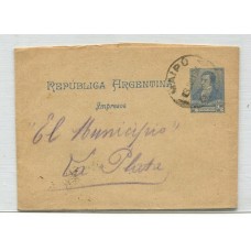 ARGENTINA 1894 ENTERO POSTAL FAJA CON MATASELLO MAIPU