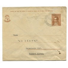 ARGENTINA 1945 ENTERO POSTAL SOBRE CON MATASELLO DE FERROCARRIL PARADA KILOMETRO 158, RARO