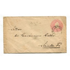 ARGENTINA 1898 ENTERO POSTAL SOBRE CON MATASELLO CARLOS PELLEGRINI SANTA FE, RARO